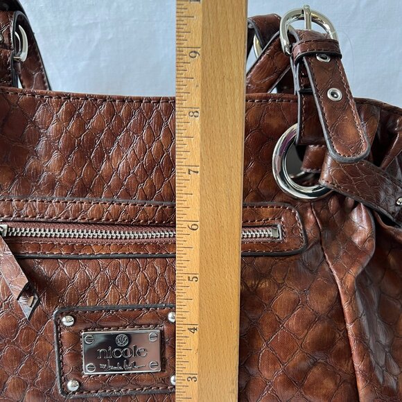 nicole by Nicole Miller Sloan Satchel Brown Crocodile Pattern Shoulder Bag, NWTS - Picture 14 of 14